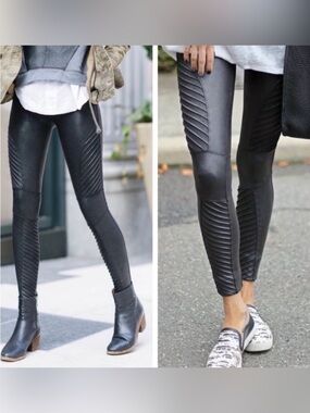 Spanx Solid Black Moto Leggings High Rise XS